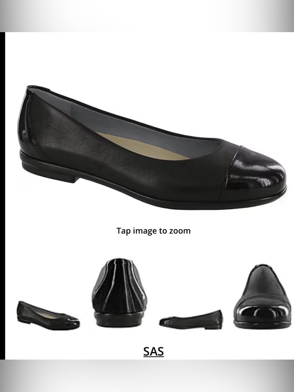 SAS Scenic Leather and Patent Cap Toe Ballet Flats black women’s 7.5 W